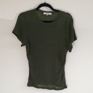 FRAME Green Crinkle Short Sleeve Top - Size XL